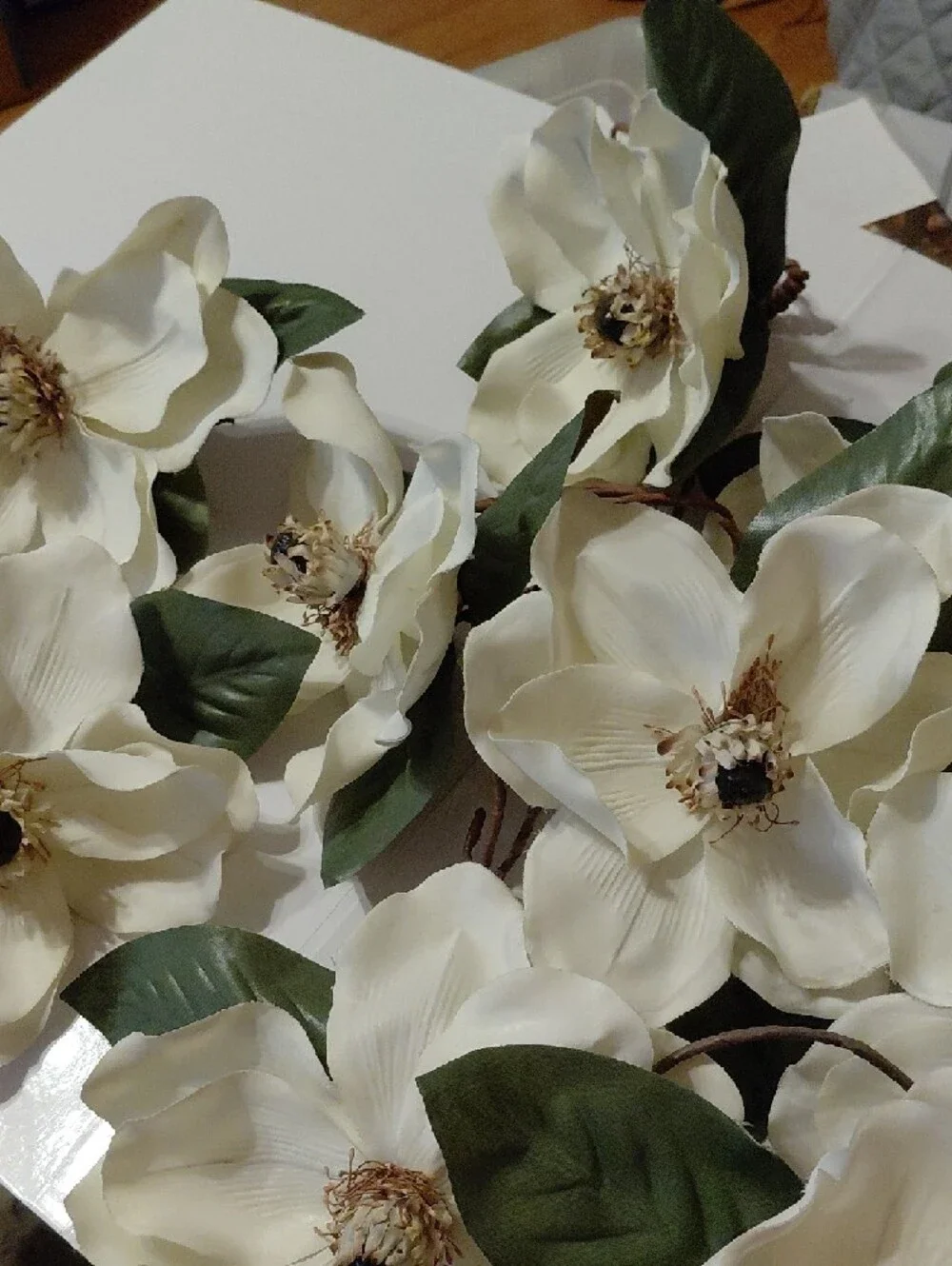 Silk Magnolia Stem Bouquet in Cream and Green - Home Accents